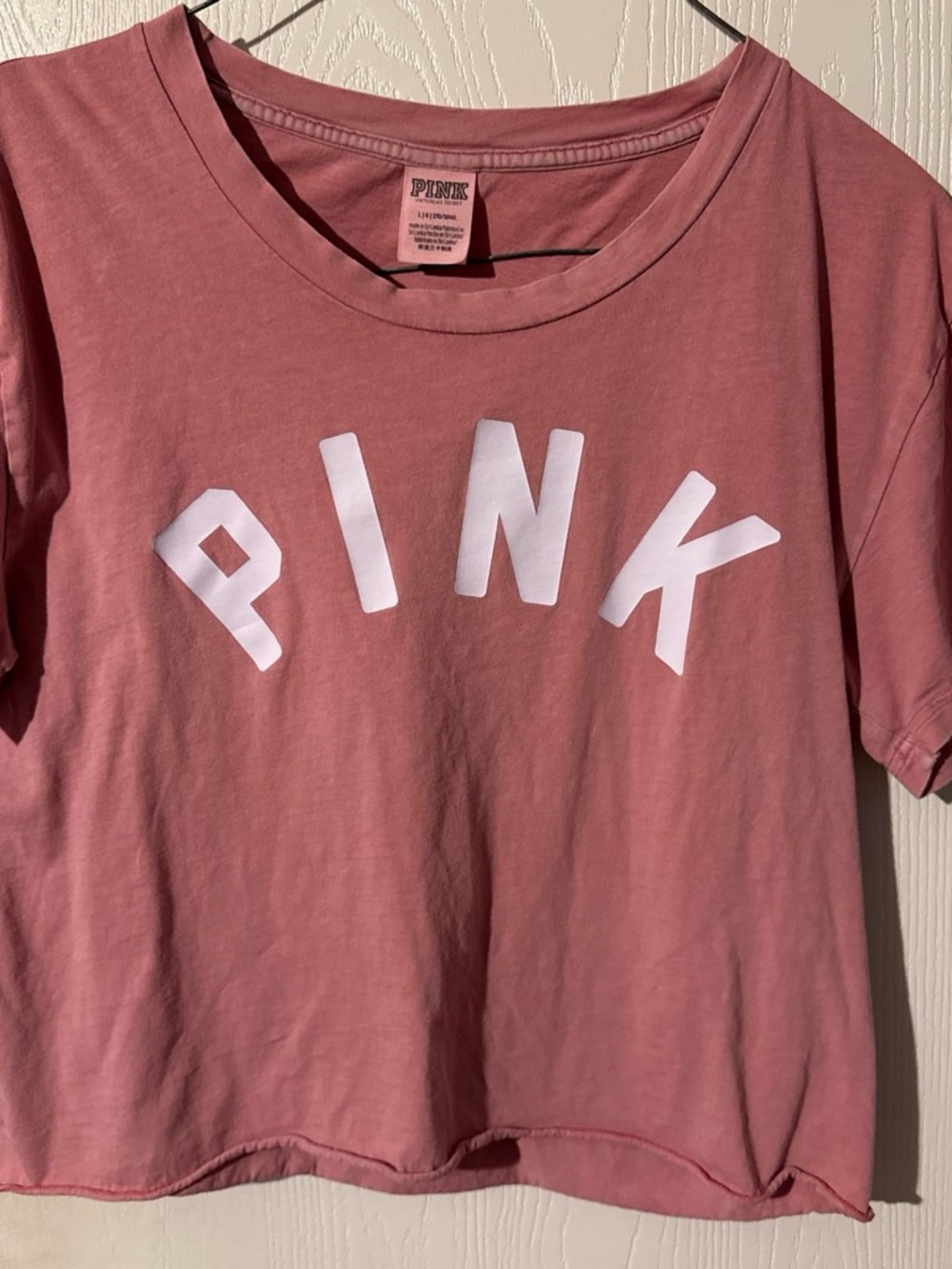PINK Cropped Logo Tee in Dusty Rose
